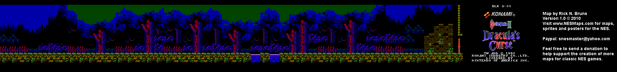 Castlevania III Dracula's Curse - Block 3-01 Nintendo NES Map BG