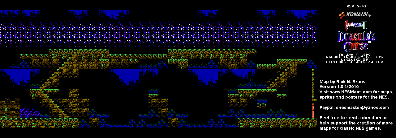 Castlevania III Dracula's Curse - Block 3-02 Nintendo NES Map BG