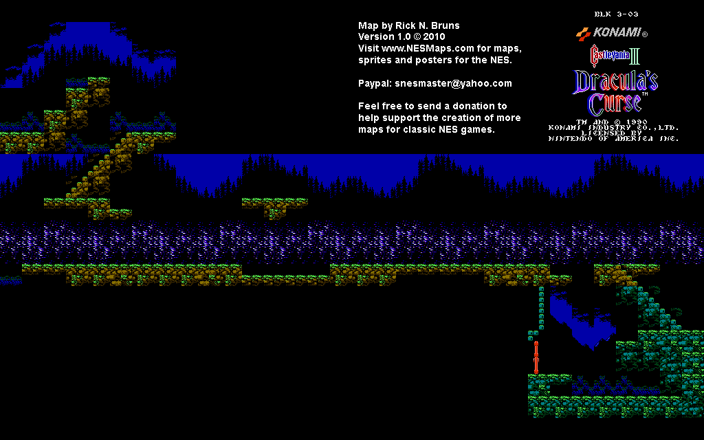 Castlevania III Dracula's Curse - Block 3-03 Nintendo NES Map BG
