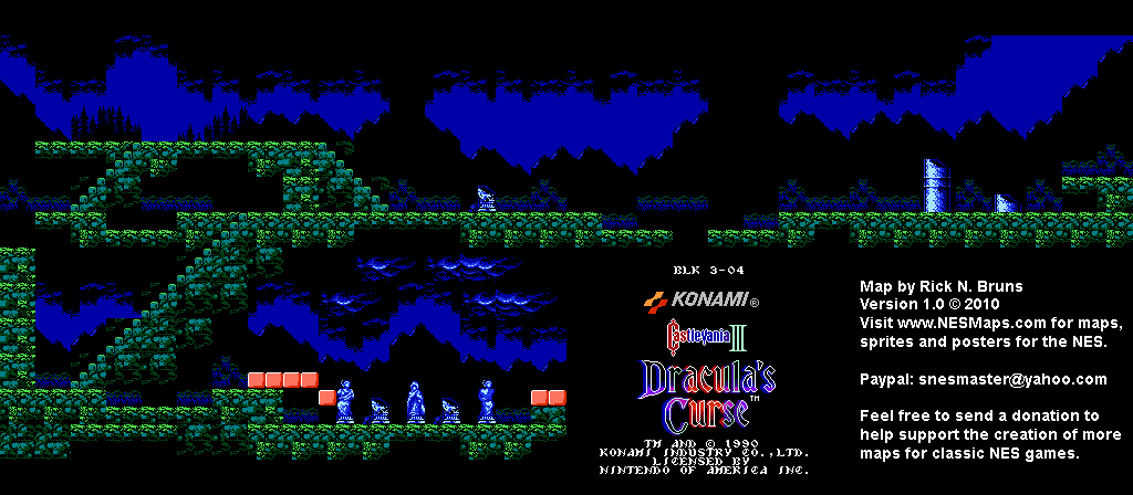 Castlevania III Dracula's Curse - Block 3-04 Nintendo NES Map BG