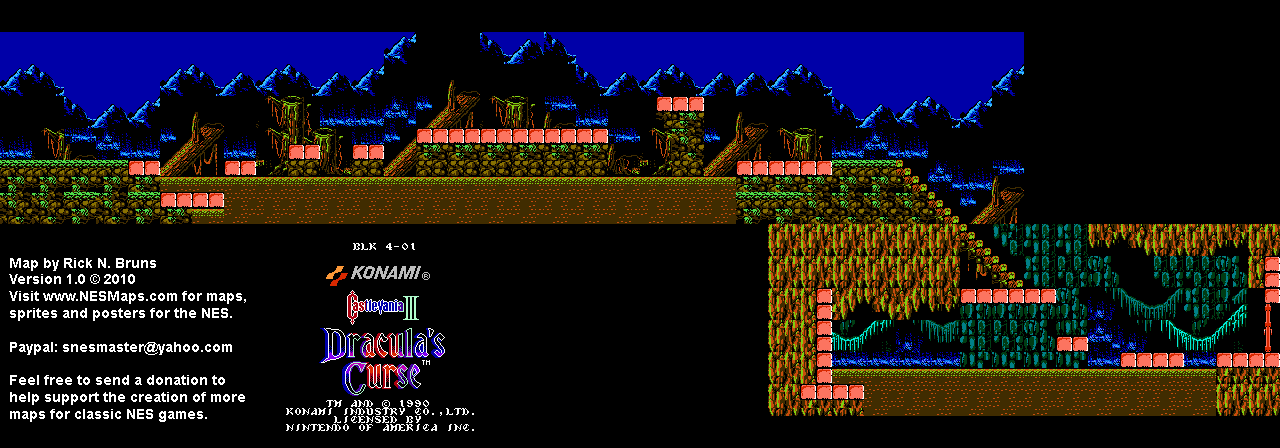 Castlevania III Dracula's Curse - Block 4-01 Nintendo NES Map BG