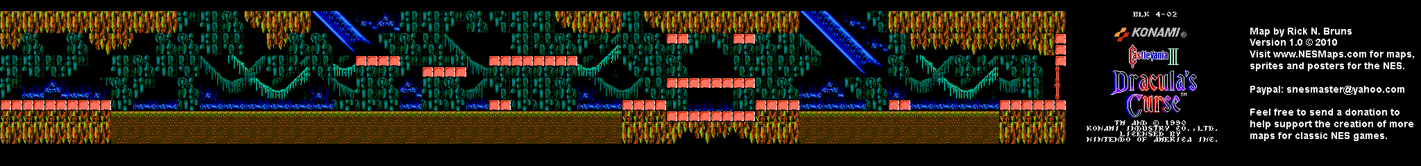 Castlevania III Dracula's Curse - Block 4-02 Nintendo NES Map BG