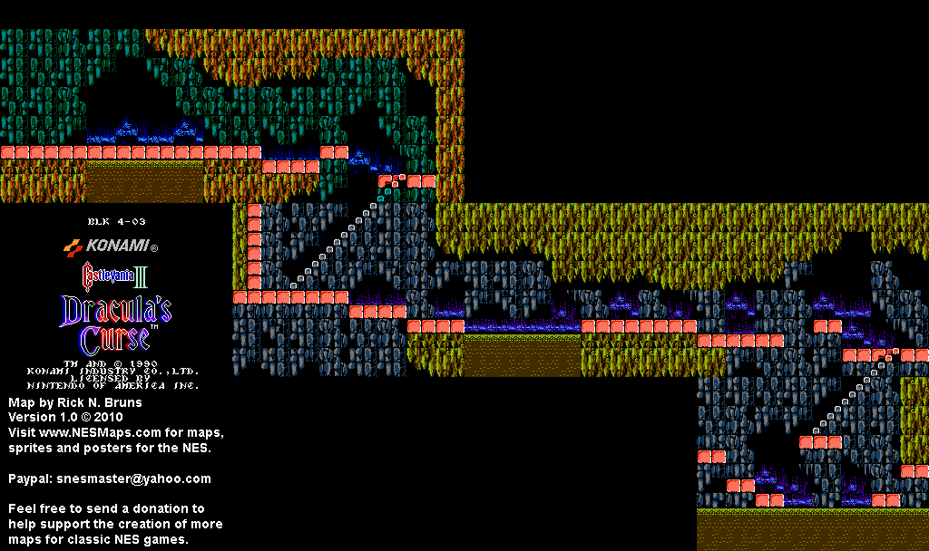 Castlevania III Dracula's Curse - Block 4-03 Nintendo NES Map BG