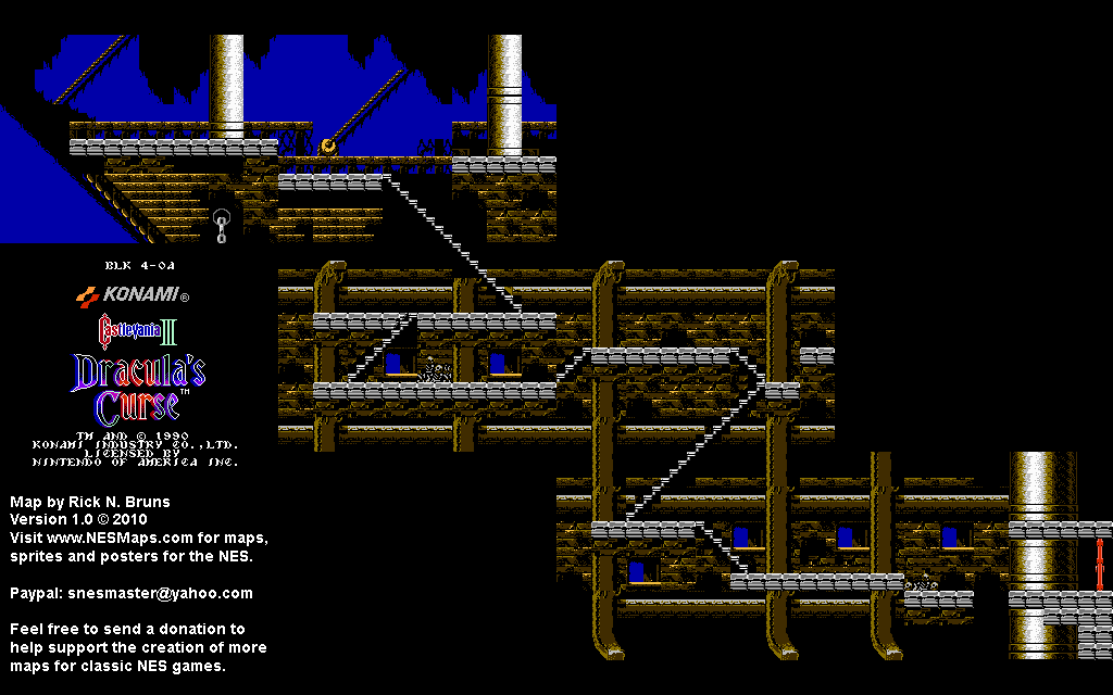 Castlevania III Dracula's Curse - Block 4-0A Nintendo NES Map BG