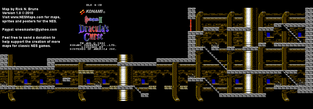 Castlevania III Dracula's Curse - Block 4-0B Nintendo NES Map BG