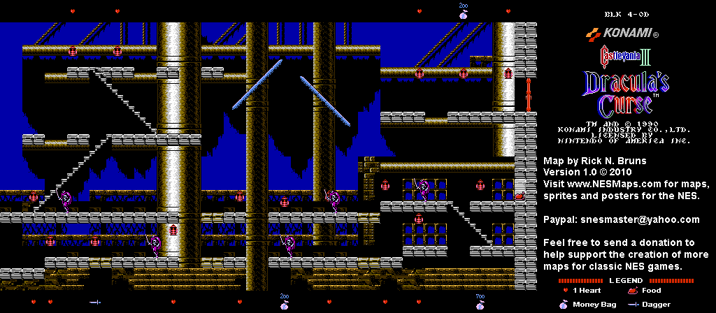 Castlevania III Dracula's Curse - Block 4-0D Nintendo NES Map