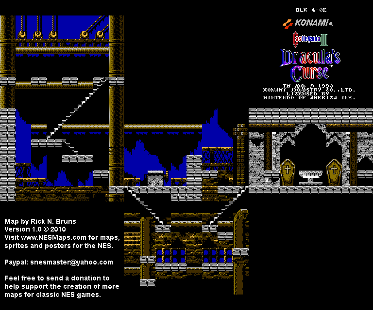 Castlevania III Dracula's Curse - Block 4-0E Nintendo NES Map BG
