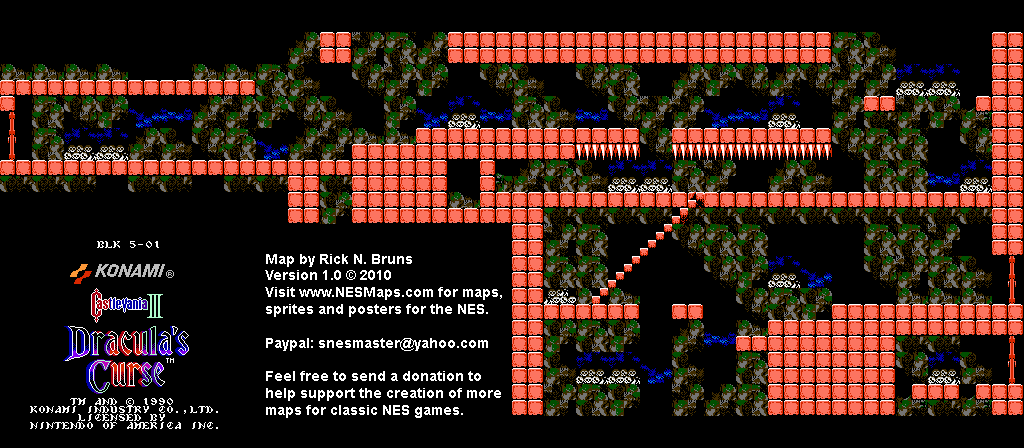 Castlevania III Dracula's Curse - Block 5-01 Nintendo NES Map BG