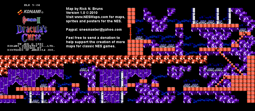 Castlevania III Dracula's Curse - Block 5-06 Nintendo NES Map BG