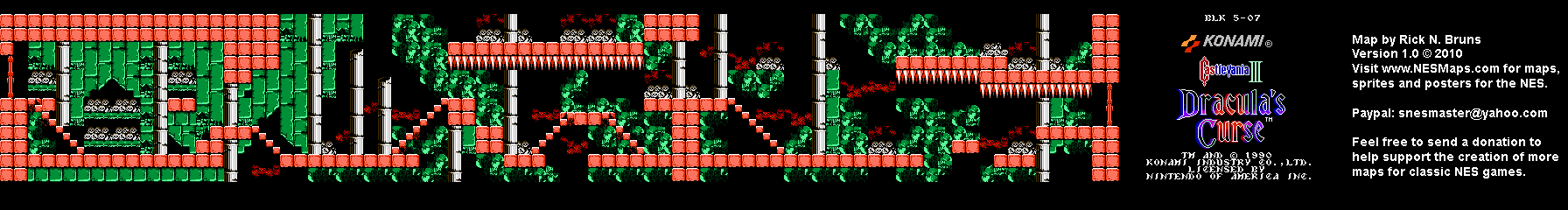 Castlevania III Dracula's Curse - Block 5-07 Nintendo NES Map BG