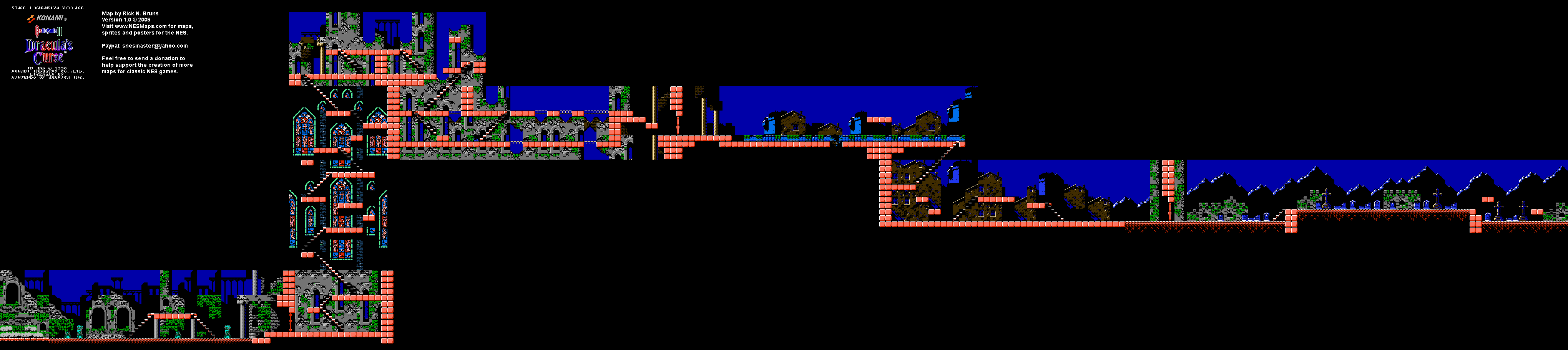 Castlevania III Dracula's Curse - Stage 1 Nintendo NES Map BG