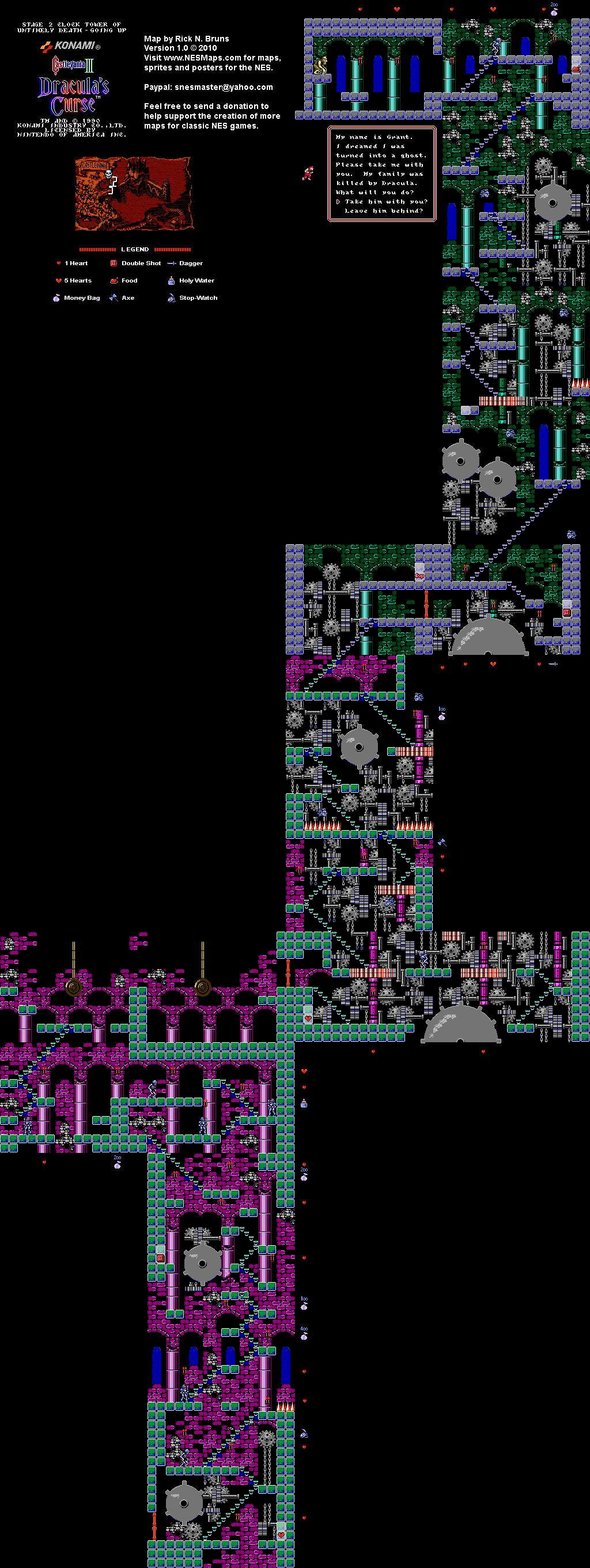 Castlevania III Dracula's Curse - Stage 2 Part 1 Nintendo NES Map