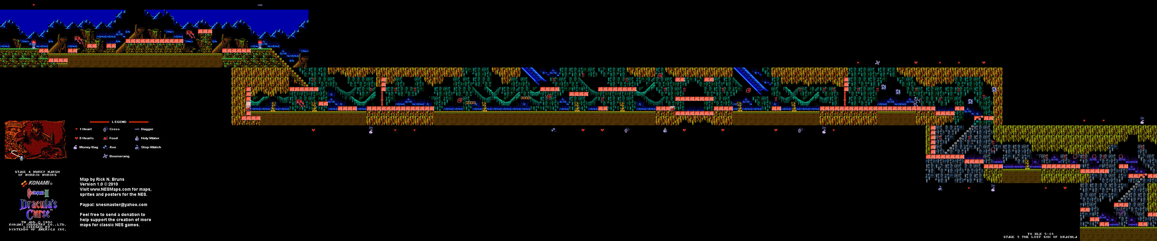 Castlevania III Dracula's Curse - Stage 4 part 1 Nintendo NES Map