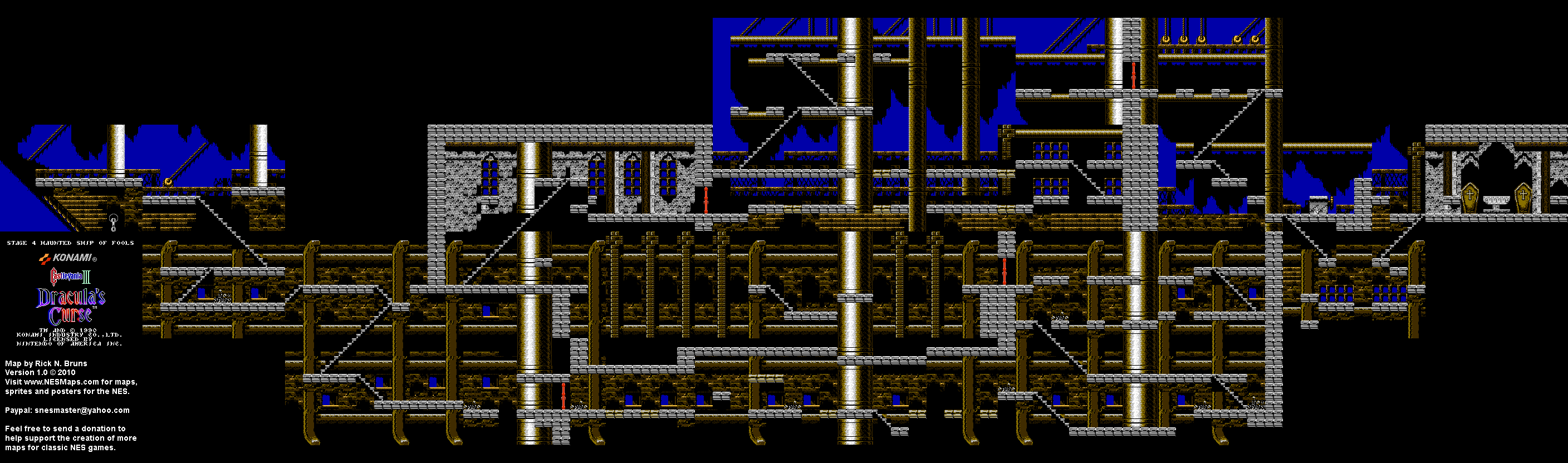 Castlevania III Dracula's Curse - Stage 4 Part 2 Nintendo NES Map BG