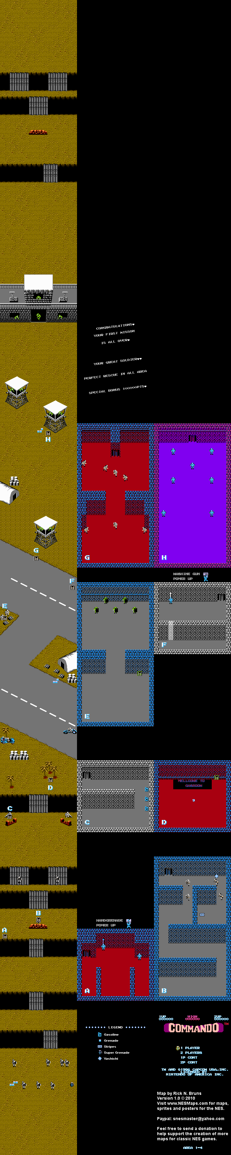 Commando - Area 1-4 - Nintendo NES Map