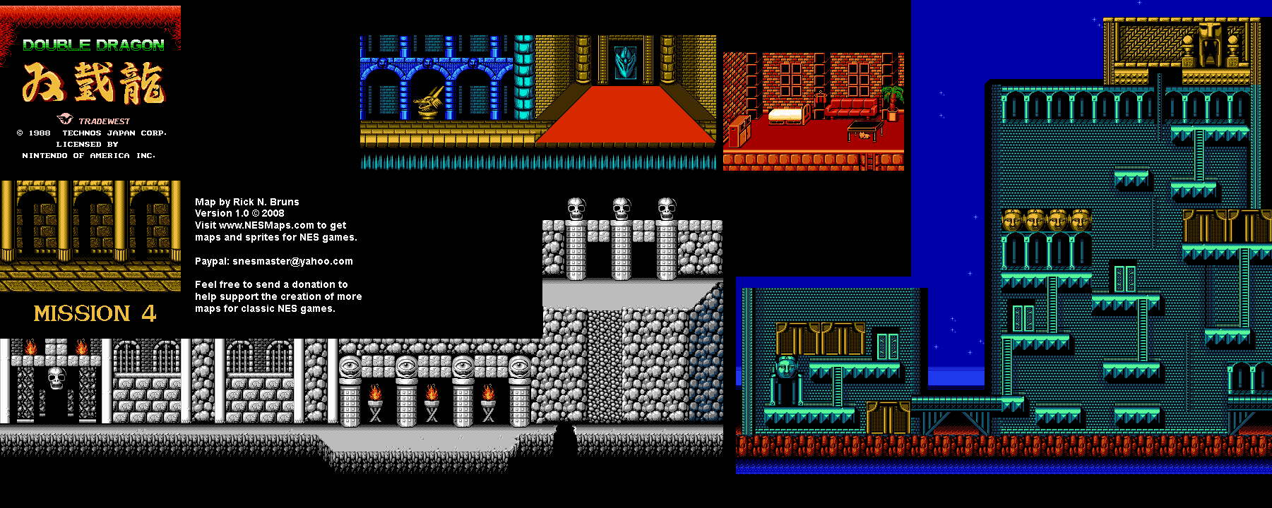 Double Dragon - Mission 4 Nintendo NES Background Only Map