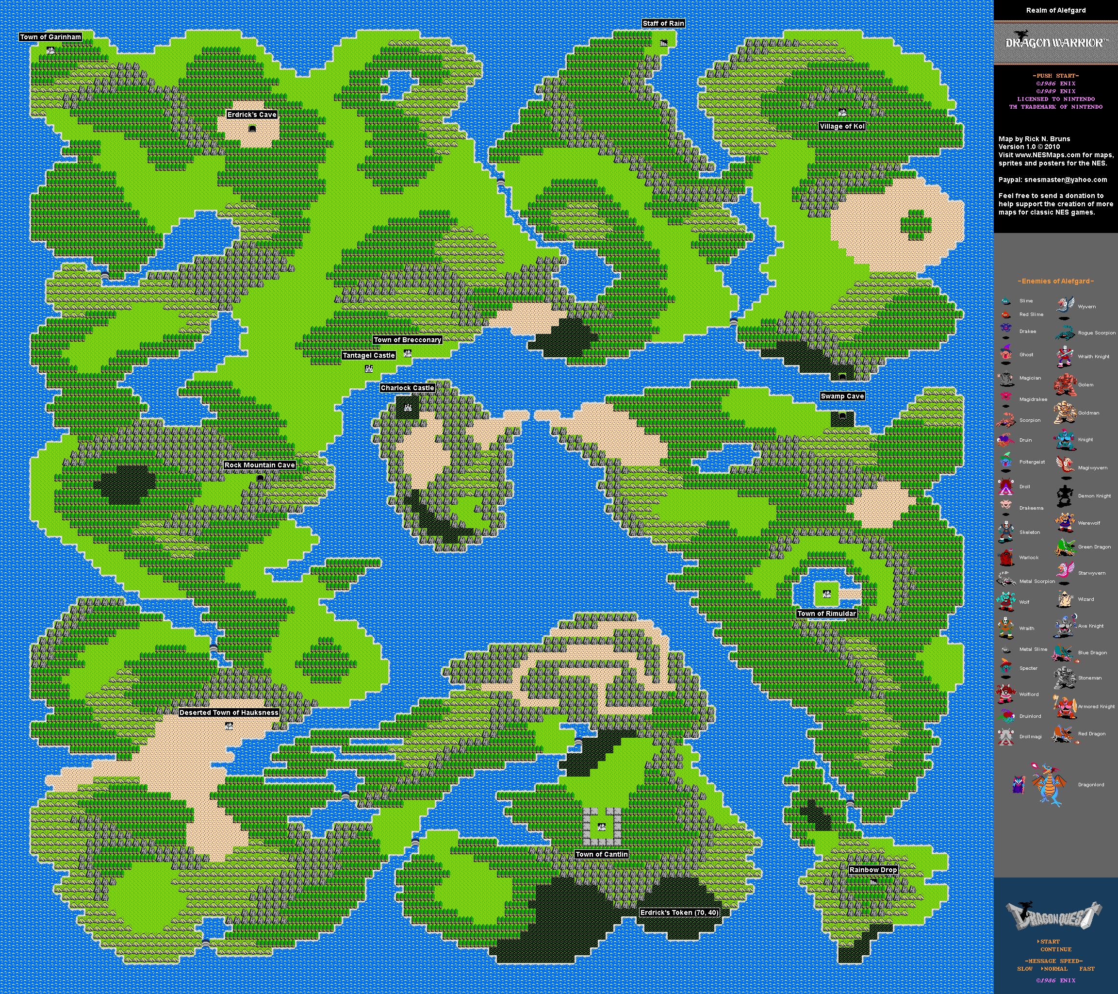 Dragon Warrior - Overworld Nintendo NES Map