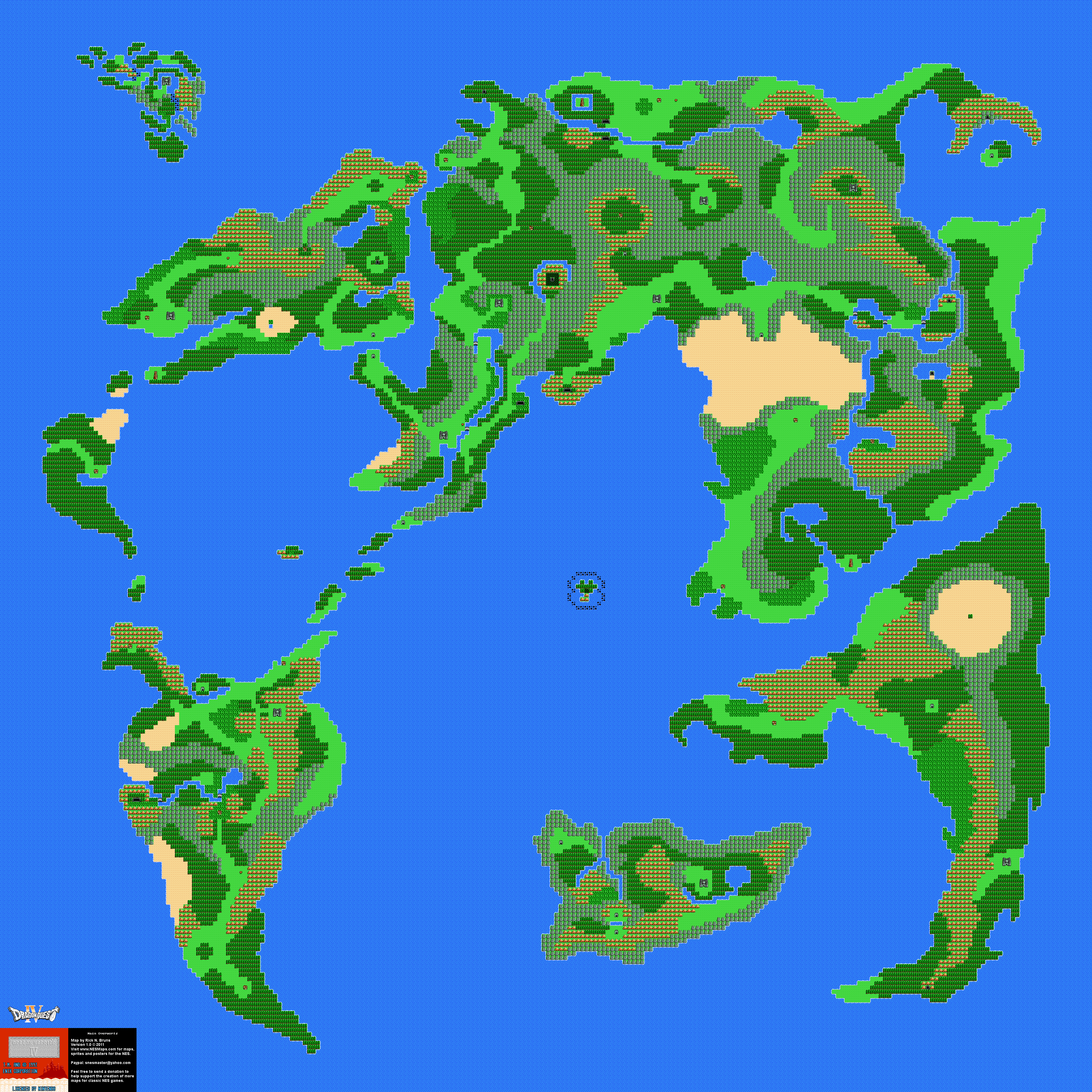 Dragon Warrior IV - Main Overworld Nintendo NES Map BG