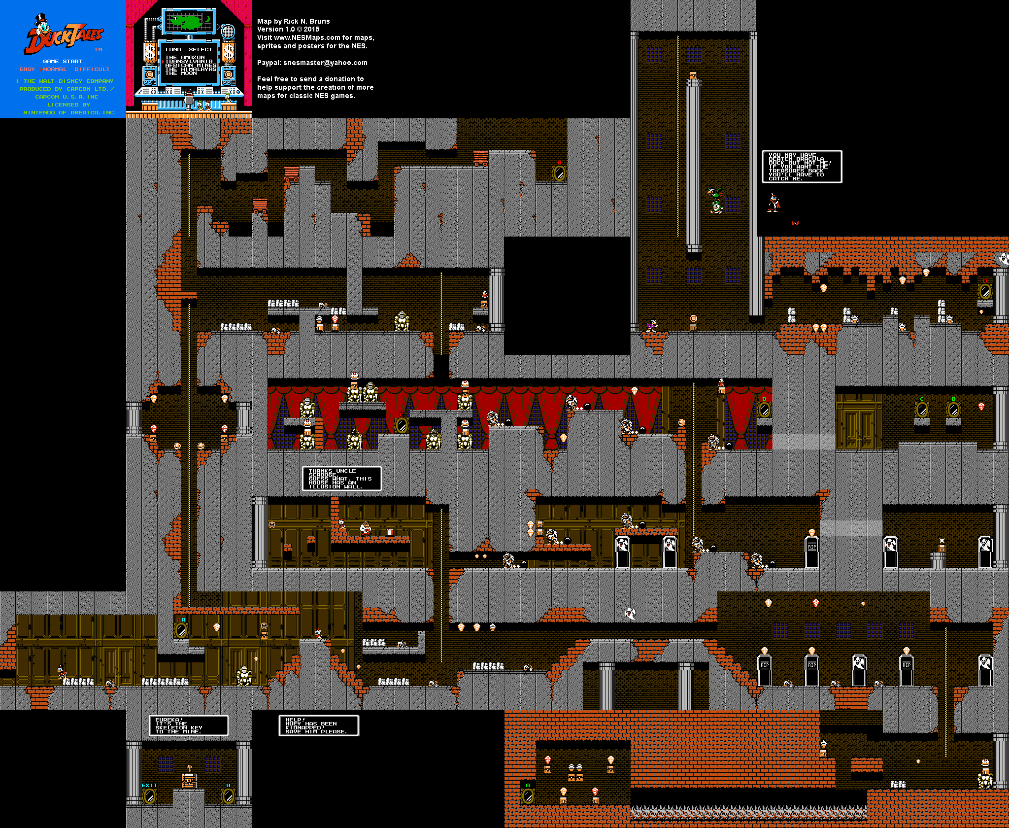 Duck Tales - Transylavnia - Nintendo NES Map