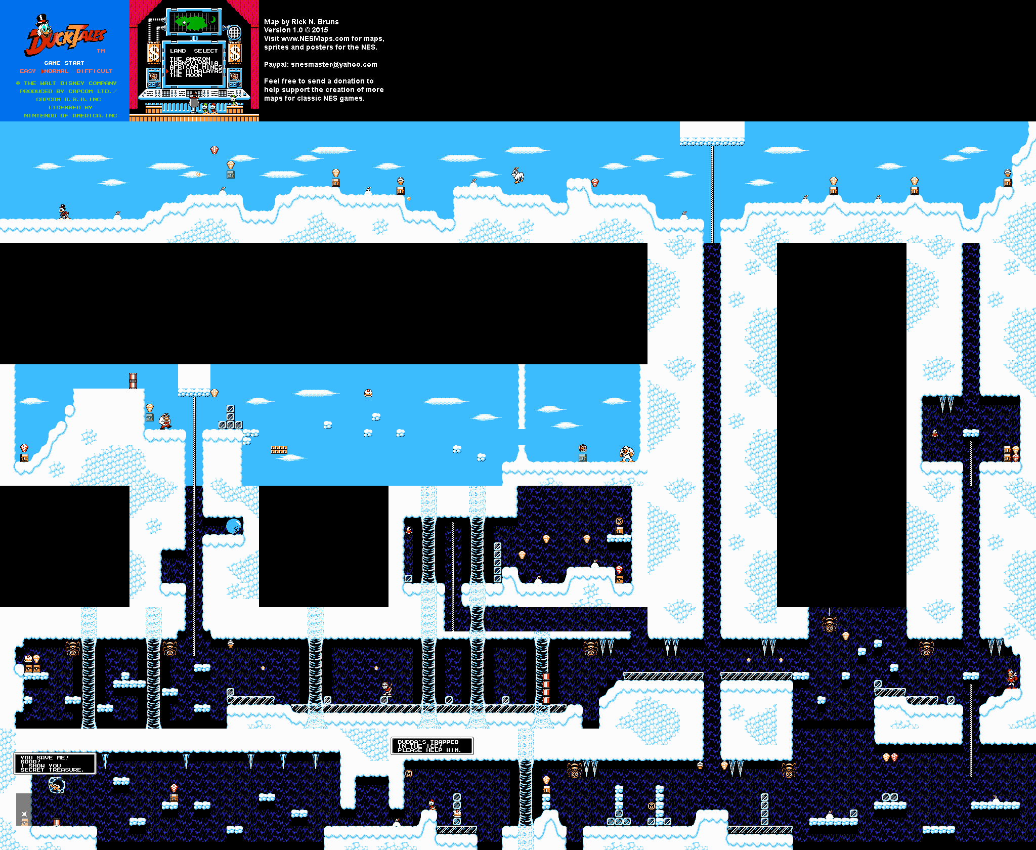 Duck Tales - The Himalayas - Nintendo NES Map