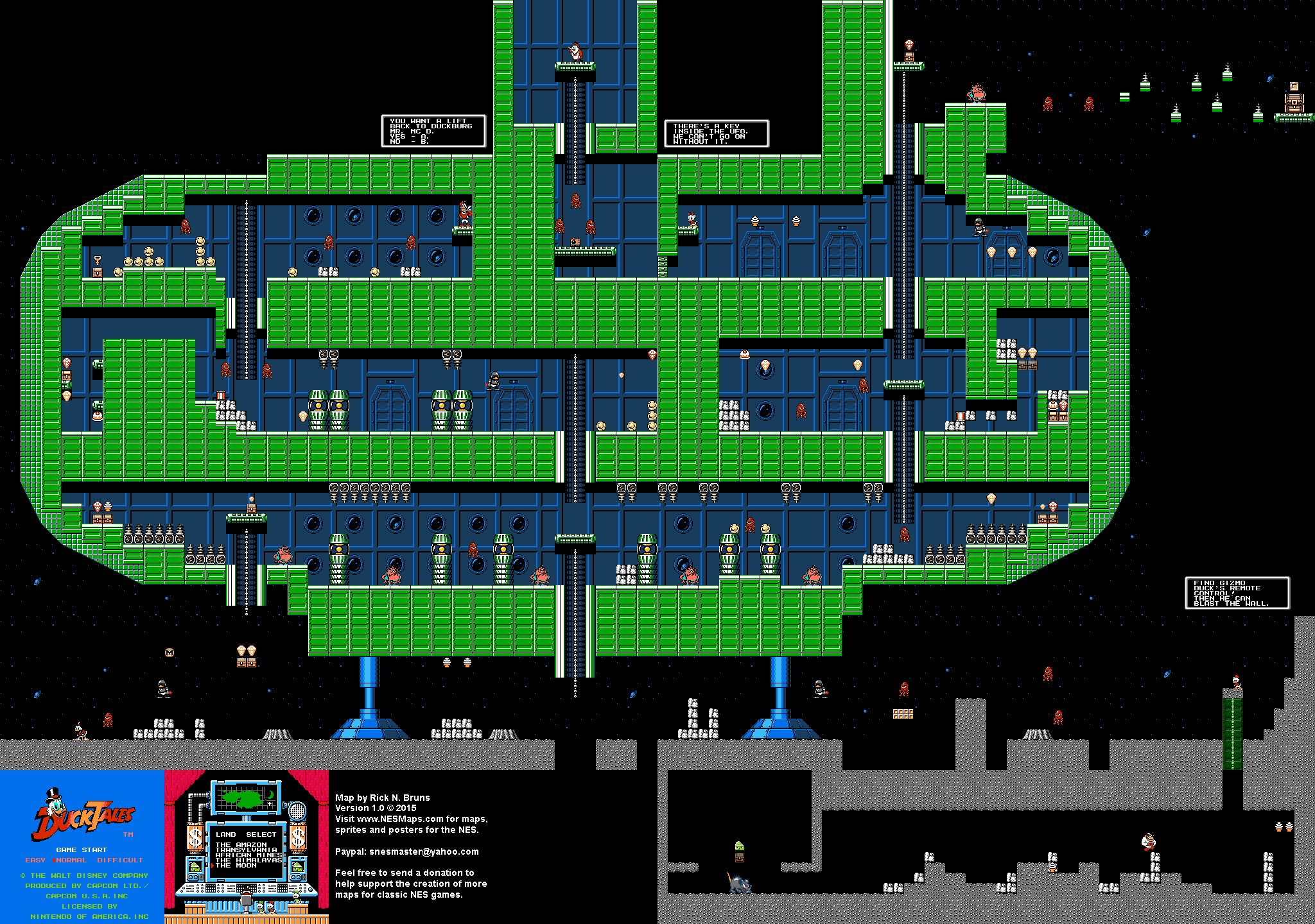 Duck Tales - The Moon - Nintendo NES Map