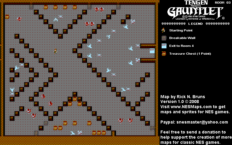 Gauntlet - Room 03 Nintendo NES Map