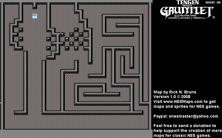 Gauntlet - Room 06 Nintendo NES Background Only Map