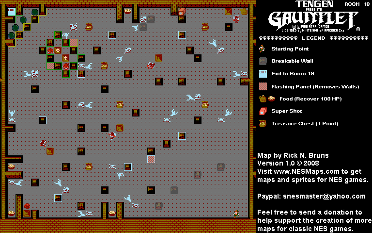 Gauntlet - Room 18 Nintendo NES Map