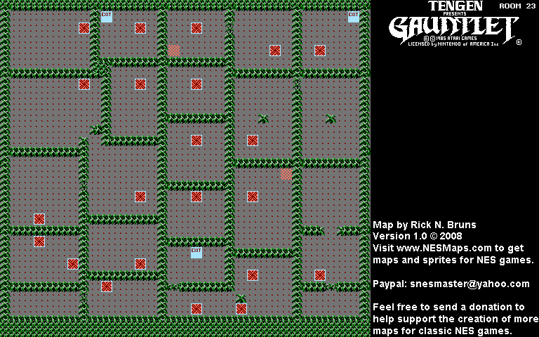 Gauntlet - Room 23 Nintendo NES Background Only Map