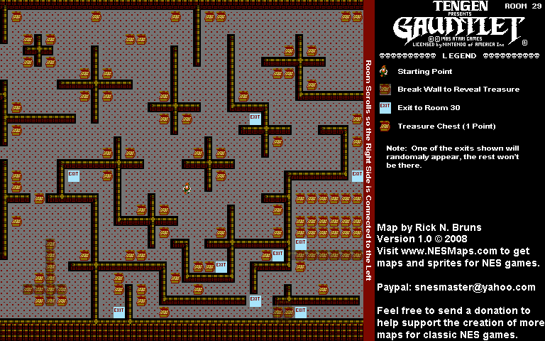 Gauntlet - Room 29 Nintendo NES Map