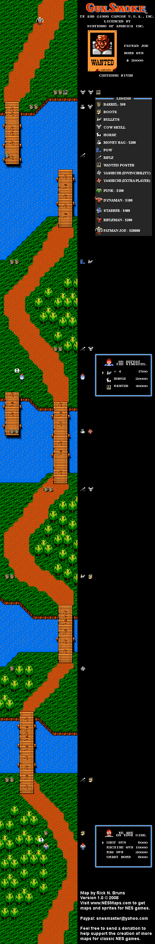 Gun Smoke - Stage 5 Nintendo NES Map