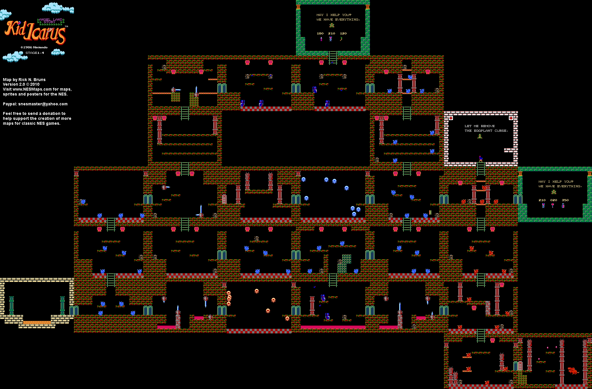 Kid Icarus - Stage 1-4 - NES Map