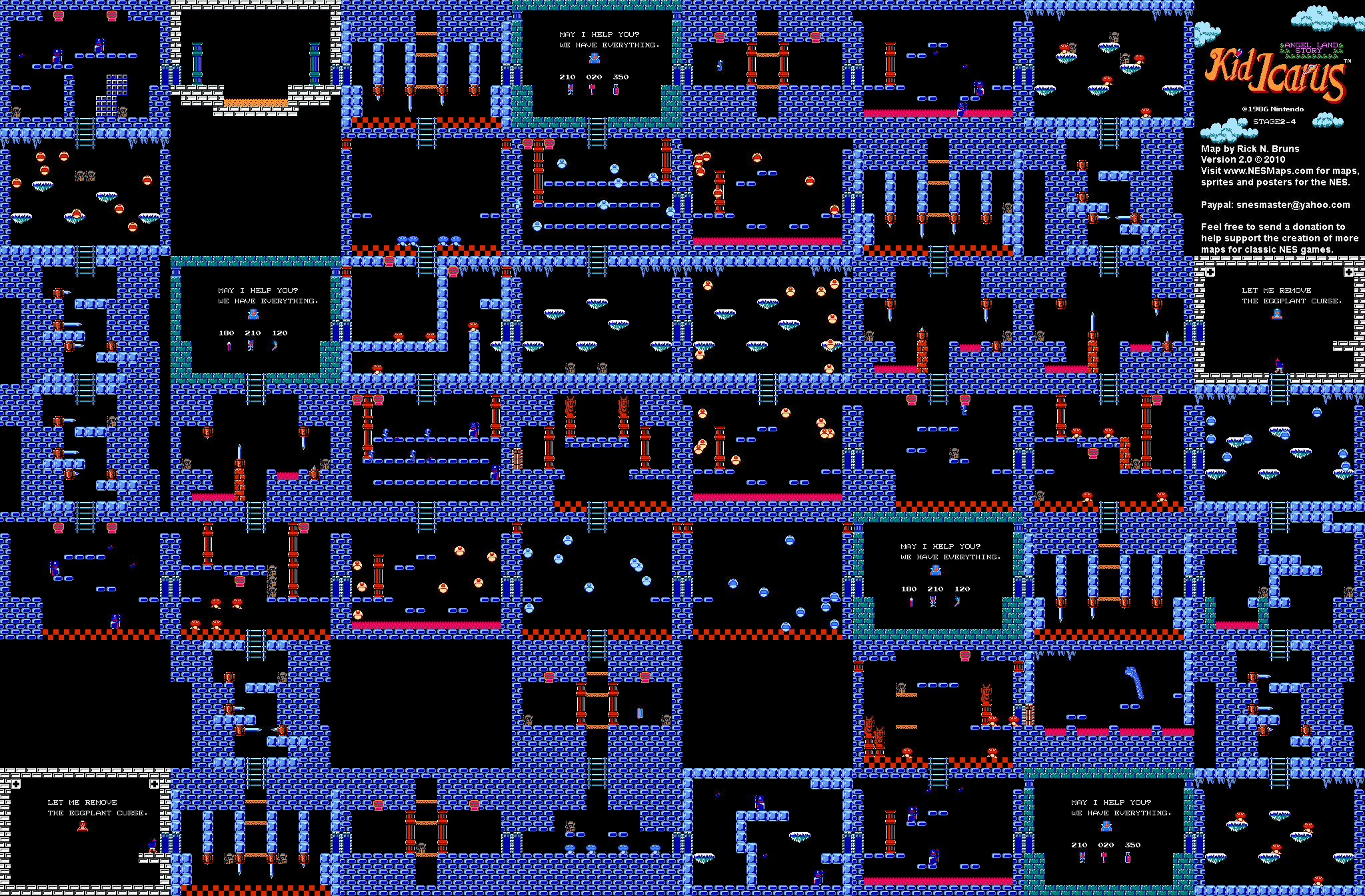 Kid Icarus - Stage 2-4 - NES Map