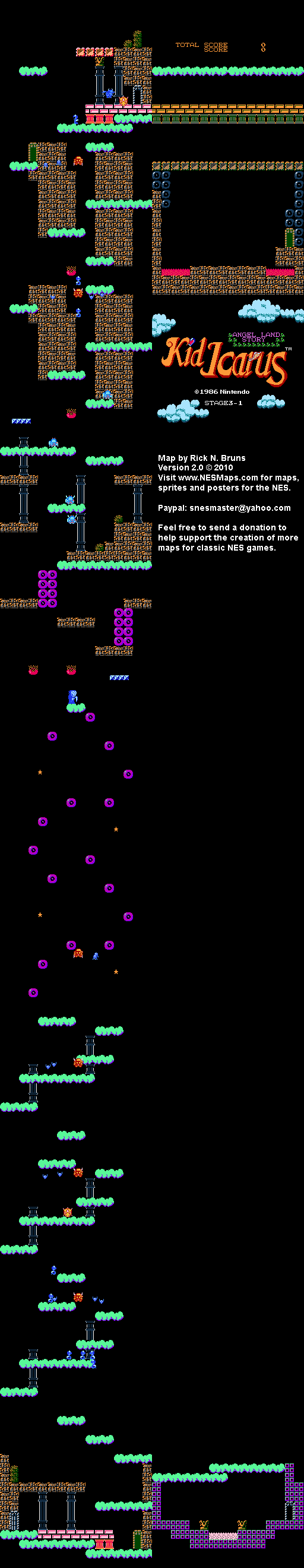 Kid Icarus - Stage 3-1 - NES Map