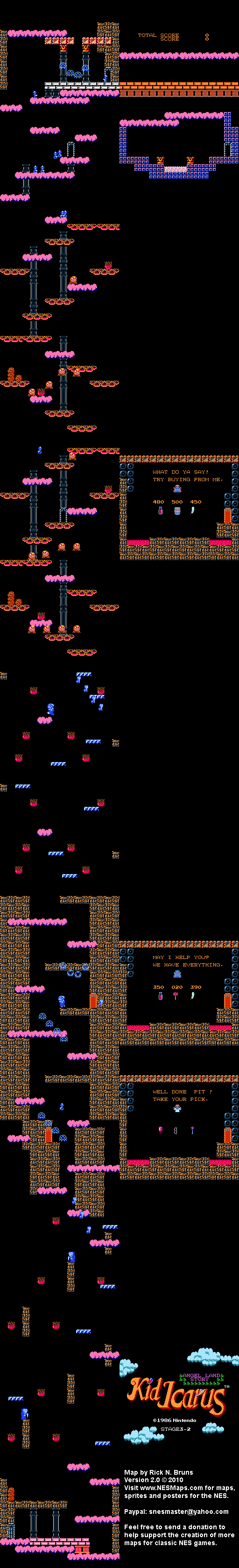 Kid Icarus - Stage 3-2 - NES Map