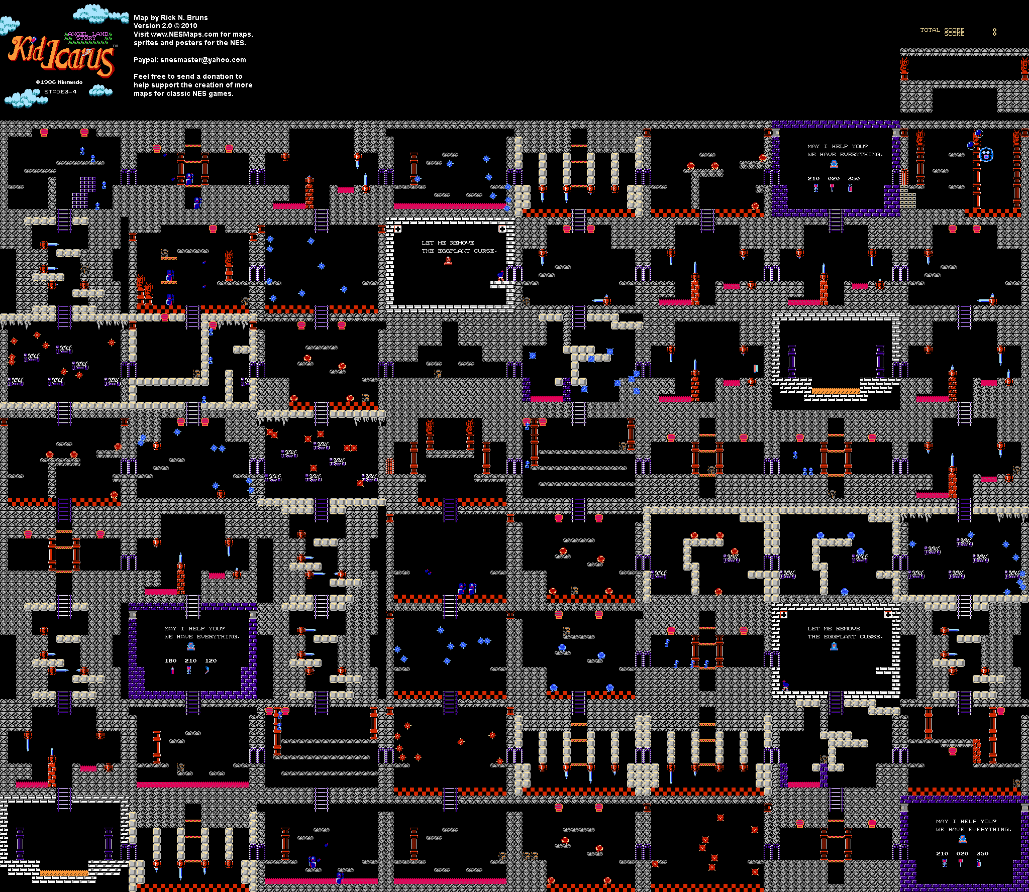 Kid Icarus - Stage 3-4 - NES Map