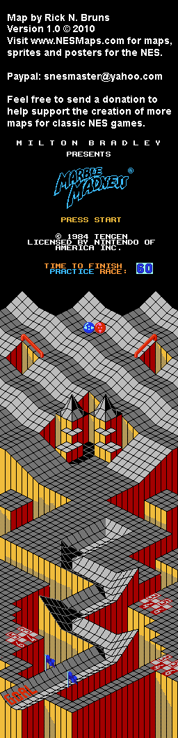 Marble Madness - Level 1 Practice Race Nintendo NES Map