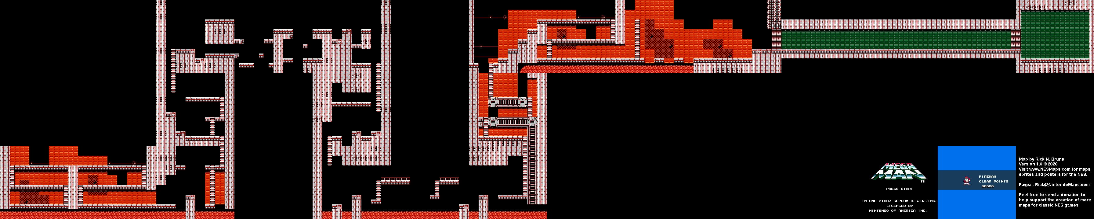 Mega Man - Fire Man Stage Nintendo NES Map BG