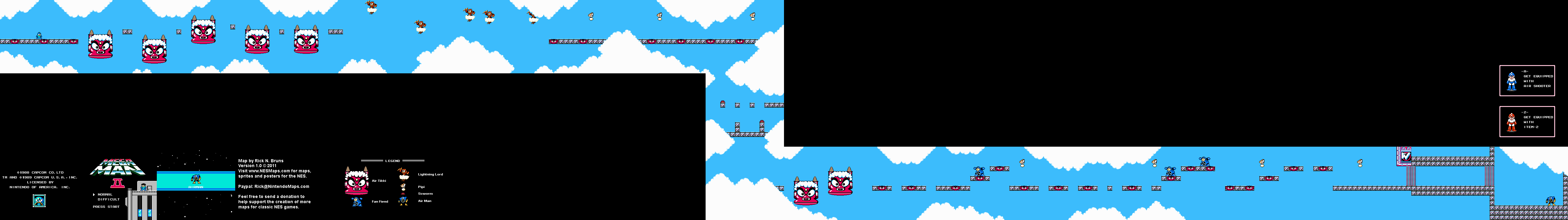 Mega Man II 2 - Air Man Stage Nintendo NES Map