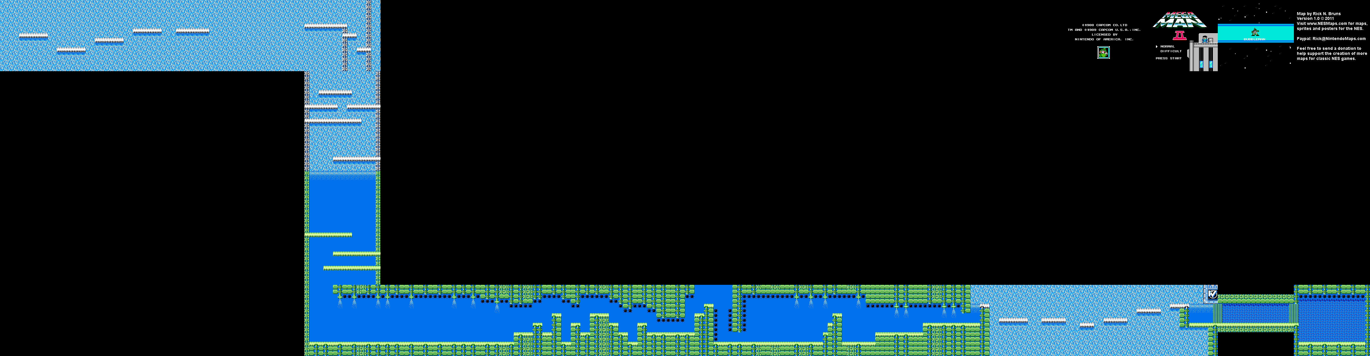 Mega Man II 2 - Bubble Man Stage Nintendo NES Map BG