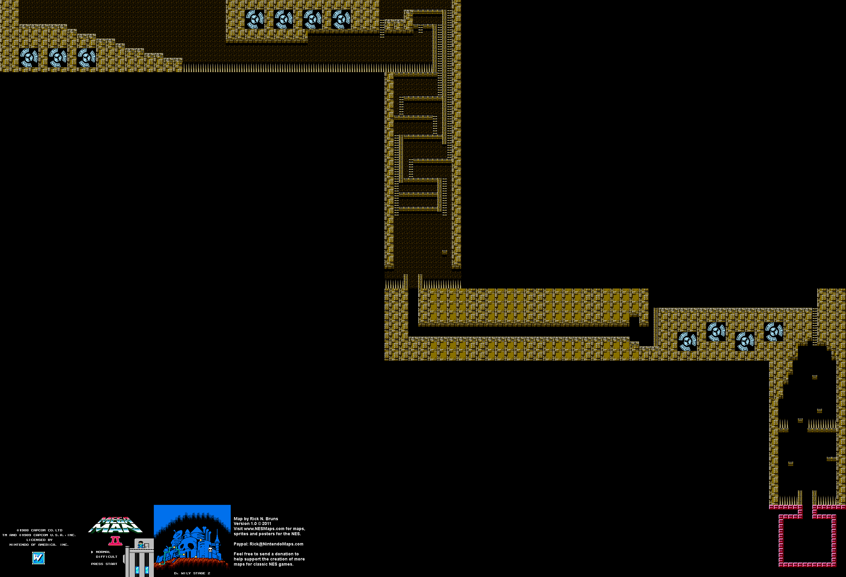 Mega Man II 2 - Dr. Wily Stage 2 Nintendo NES Map BG