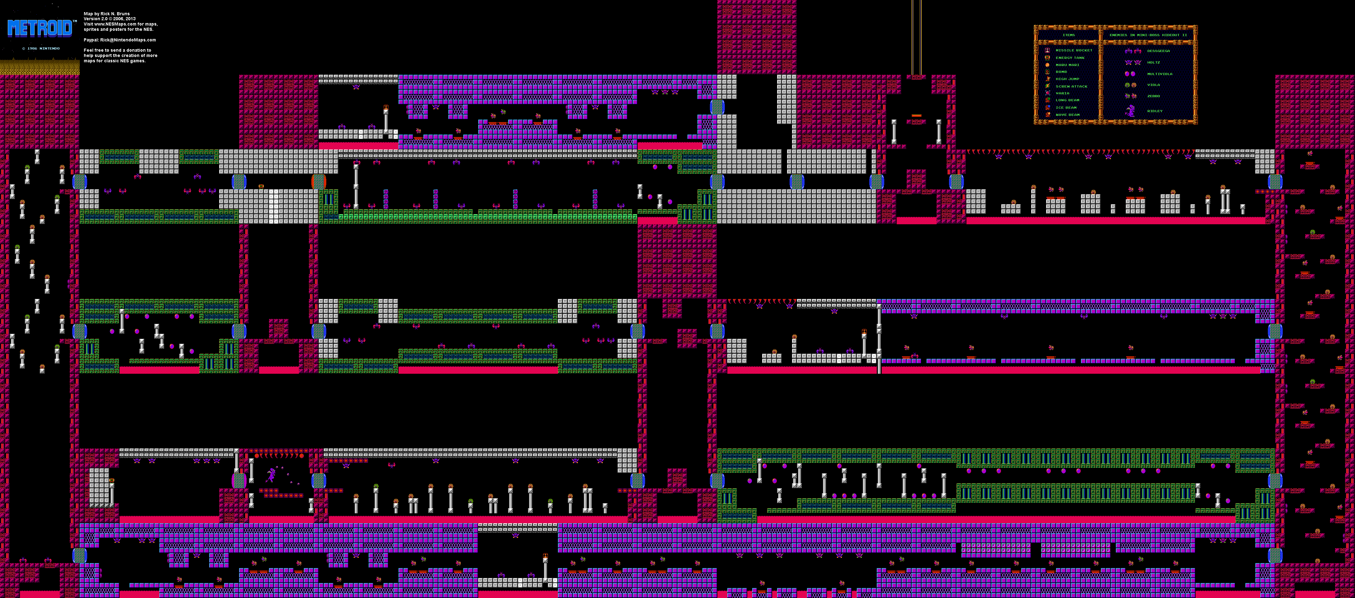 Metroid - Mini-Boss Hideout II - Nintendo NES Map