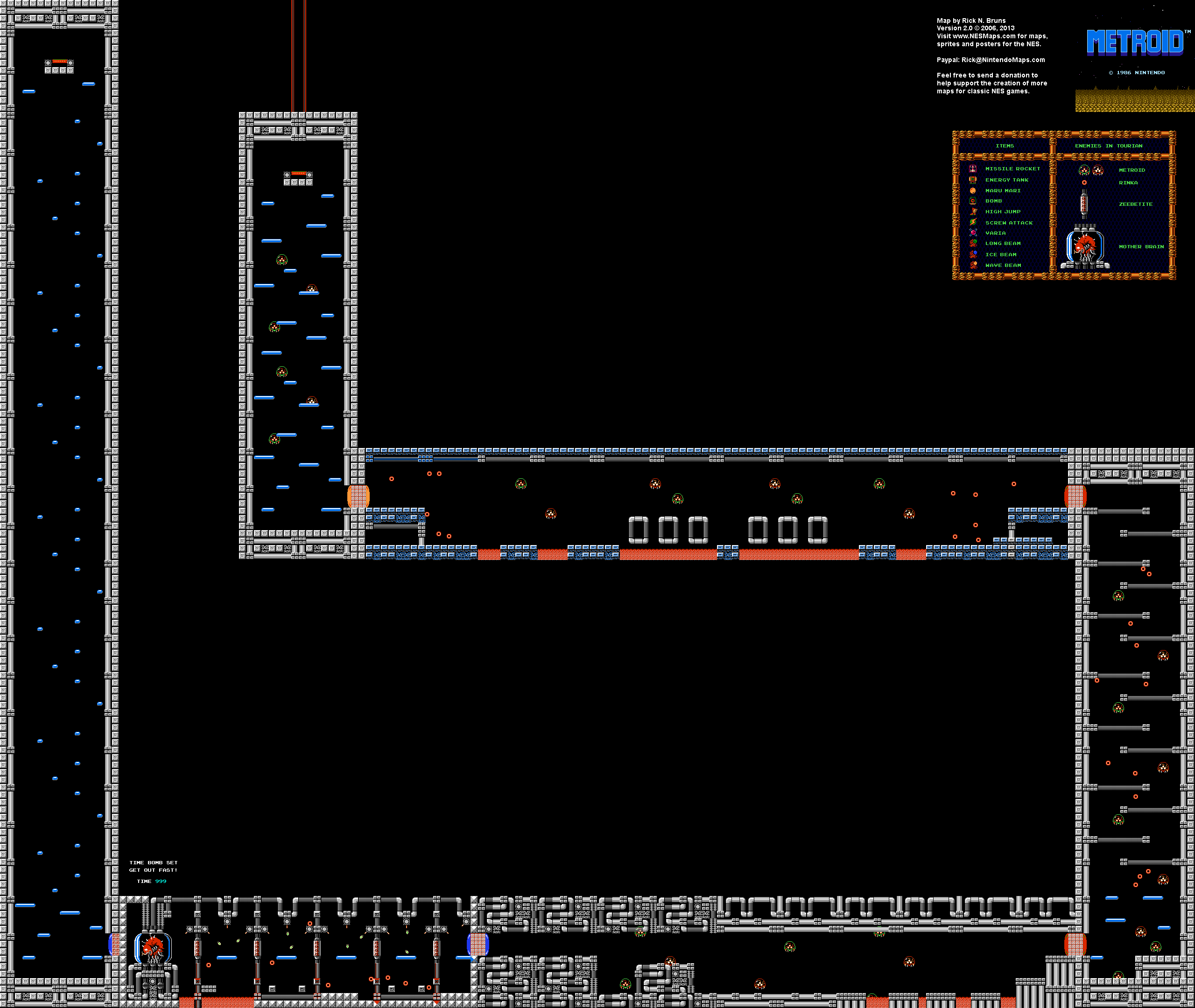 Metroid - Tourian - Nintendo NES Map
