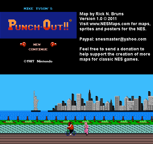 Mike Tyson's Punch-Out!! - Training in NYC Nintendo NES Map