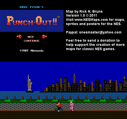 Mike Tyson's Punch-Out!! - Training in NYC at Night Nintendo NES Map