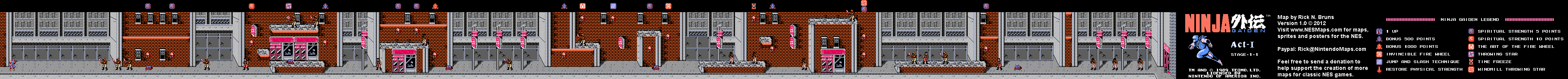 Ninja Gaiden - Stage 1-1 - Nintendo NES Map