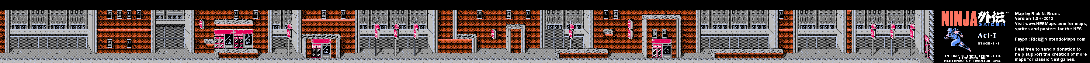 Ninja Gaiden - Stage 1-1 - Nintendo NES Map BG