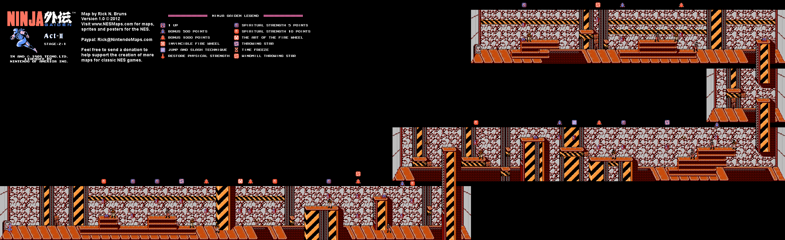 Ninja Gaiden - Stage 2-1 - Nintendo NES Map