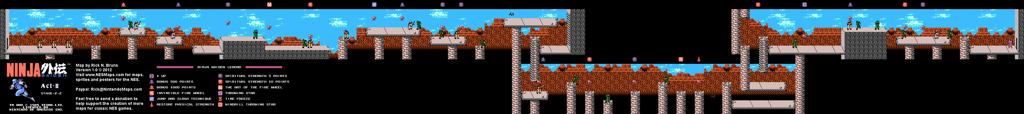 Ninja Gaiden - Stage 2-2 - Nintendo NES Map