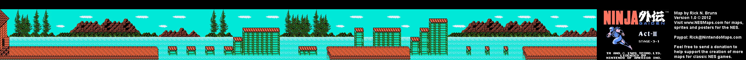 Ninja Gaiden - Stage 3-1 - Nintendo NES Map BG